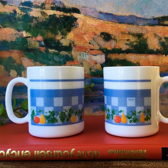 SOLD Arcopal Opalware Checkered Mug - Picture 2 of 3